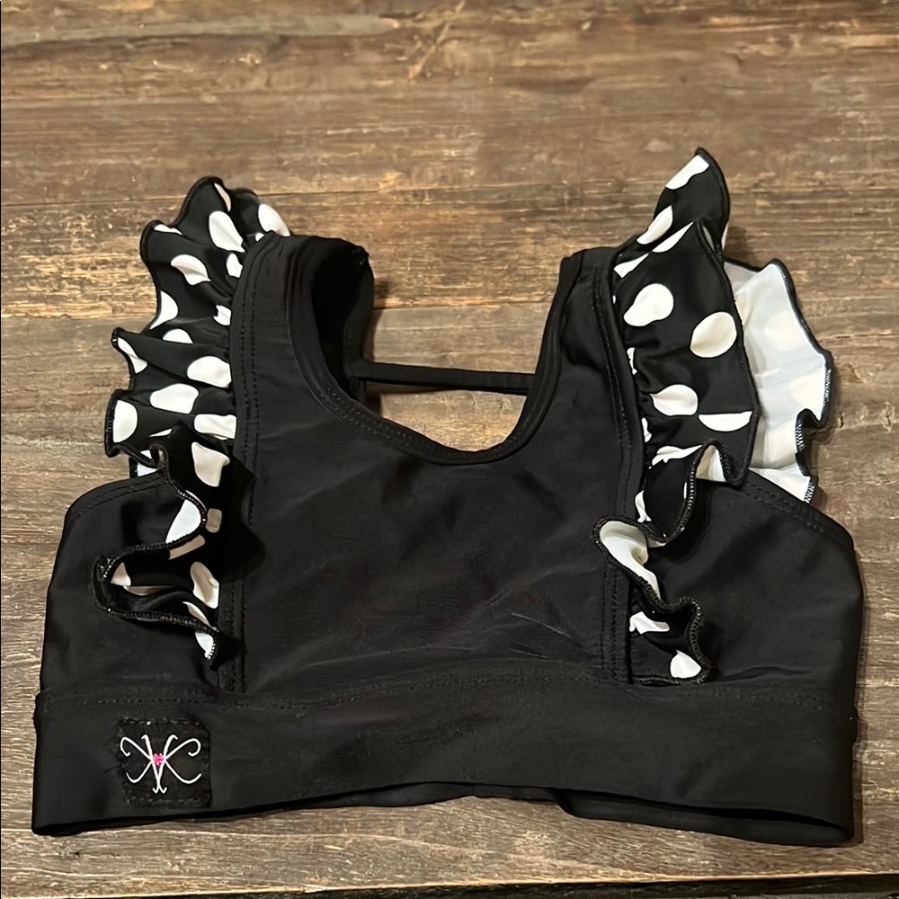 Kandi Kouture Black White Polka Dot Crop Dancewear Top